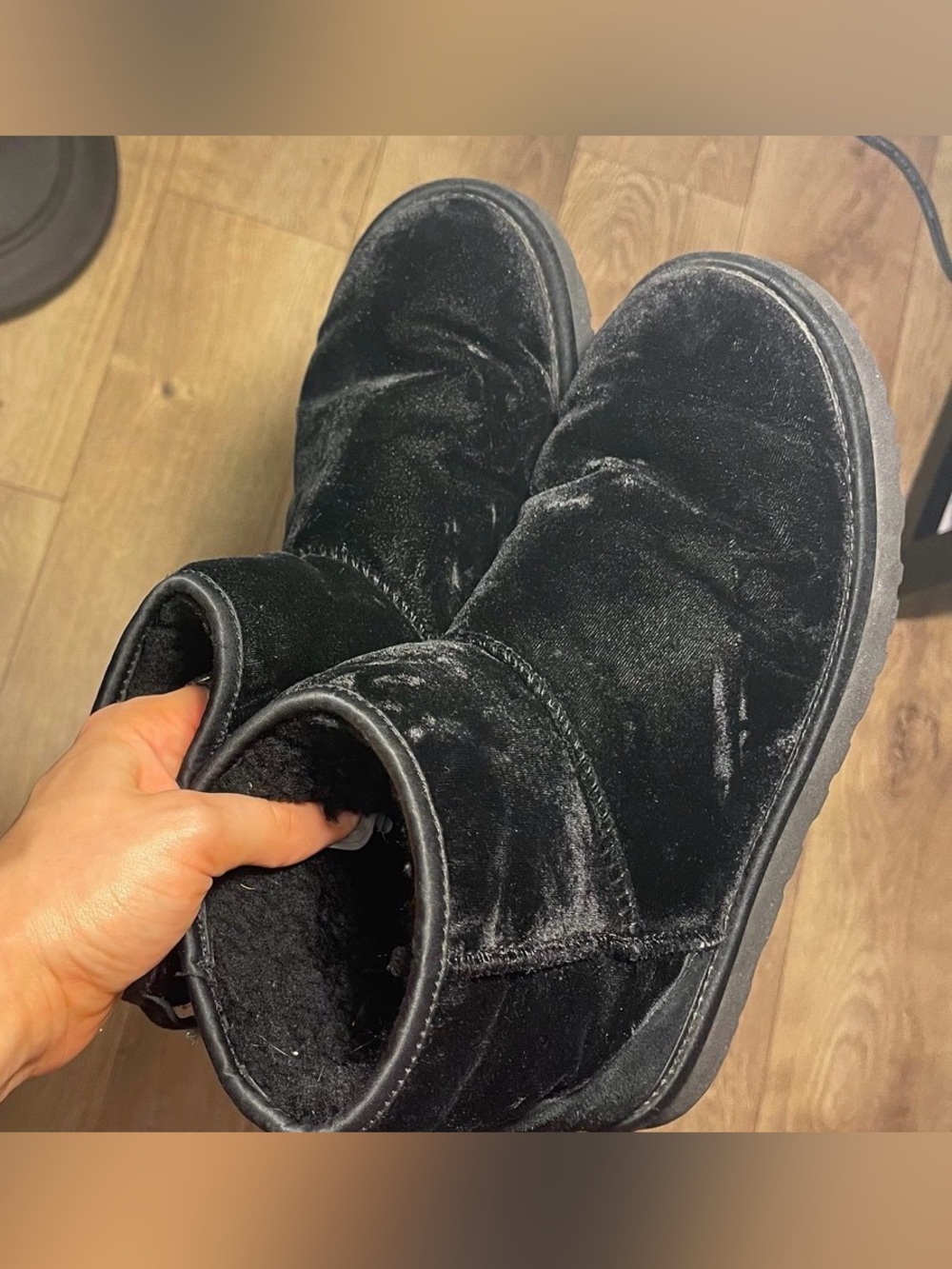 Black Velvet Short Booties - Plush Casual Slip-On